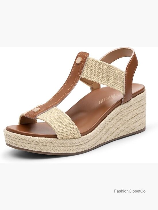 Shoes - Women's Espadrille Platform Wedge Sandals Comfortable Arch Support Elastic Strap